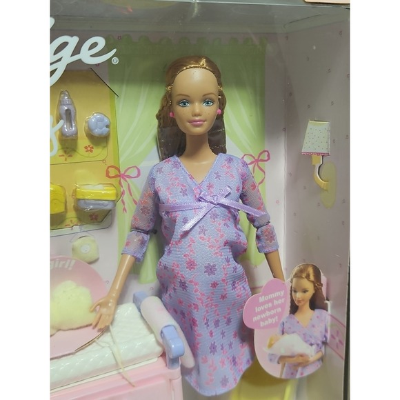 Pregnant Mom Midge & Baby W/Crib 2002 Mattel Original Barbie Happy Family NIB - Picture 2 of 16